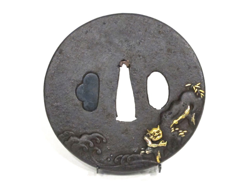 Marugata iron Tsuba - Shoki and an oni - Art from China and Japan ...